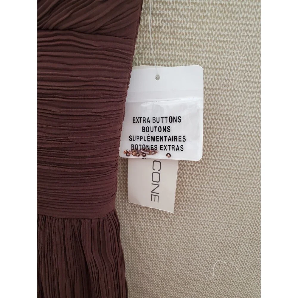 Evan Picone Chocolate Brown Sleeveless V-Neck Bead Accented Crepe Dress Sz 8 NWT - Picture 4 of 10